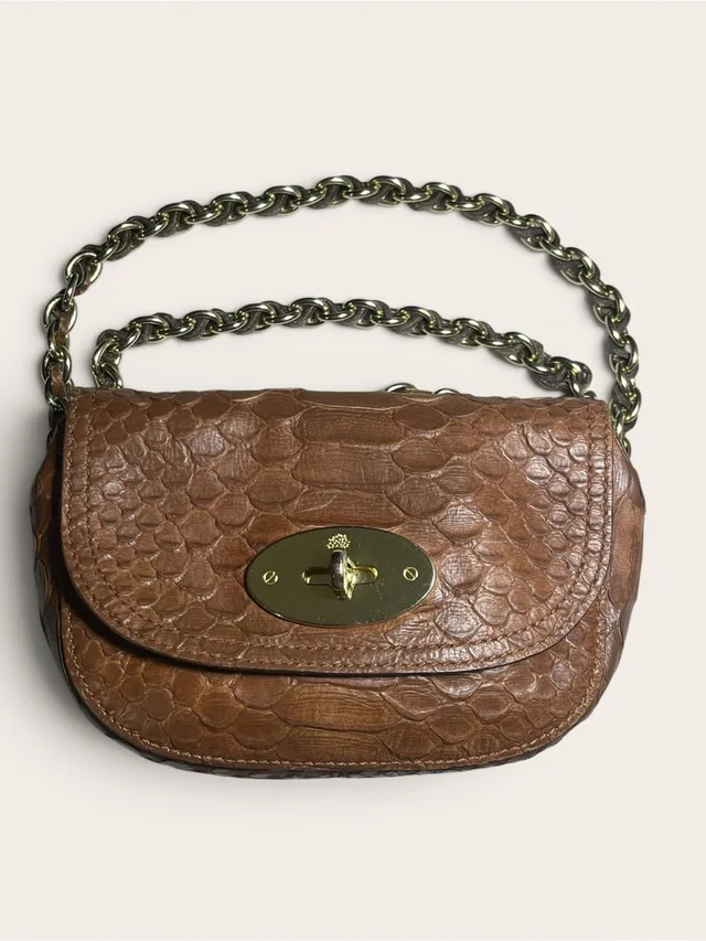 Mulberry Brown Silky-Snake Embossed Leather Crossbody in gold|brown|red Leather from Poshmark