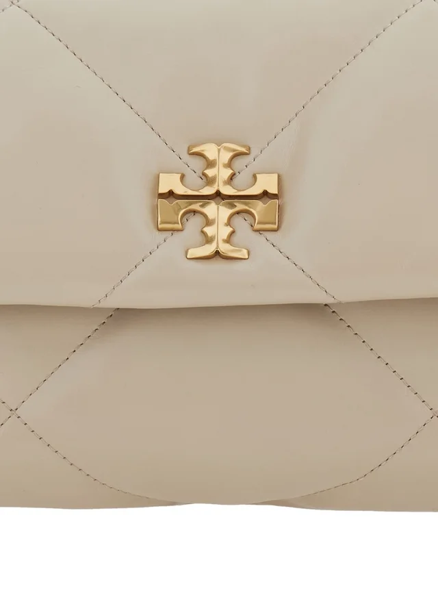 Tory burch 'Kira Diamond' Beige Shoulder Bag with Double T Logo in Quilted Leather for Women in Beige 100% Cow, photo 7 of 9 from Gaudenzi Boutique