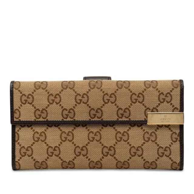 Brown Gucci GG Canvas Long Wallet in Brown Canvas from Designer Revival
