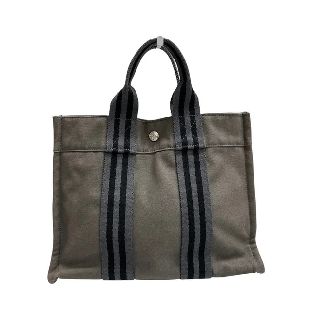 Hermès Fourre Tout Gray Black Canvas Tote Bag in Black Canvas from The Reluxe
