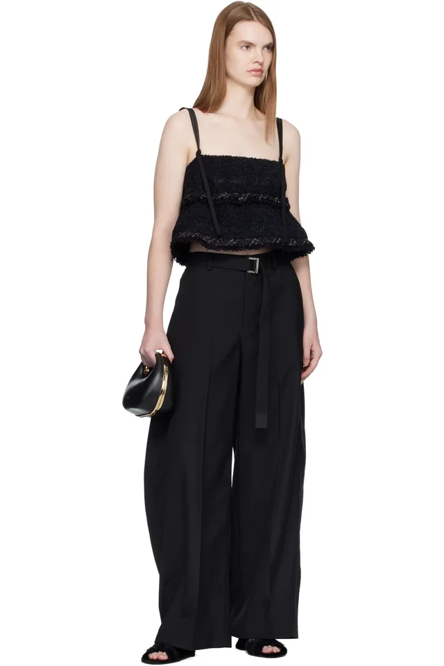 sacai Black Tweed Camisole, photo 4 of 4 from SSENSE