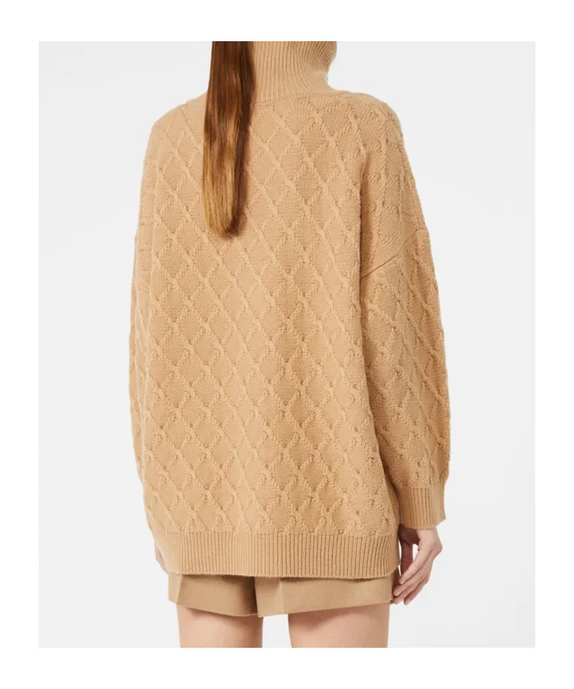 Max Mara Oversized diamond wool and cashmere sweater - Camel, photo 4 of 4 from SENSER