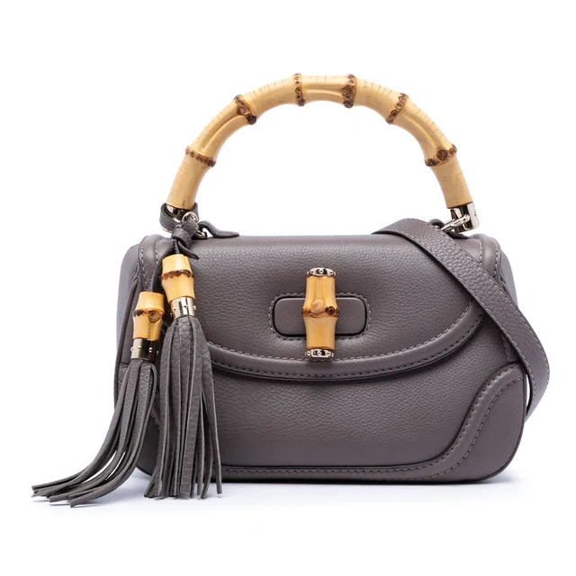 Brown Gucci Medium Leather New Bamboo Satchel in Brown Leather from Designer Revival