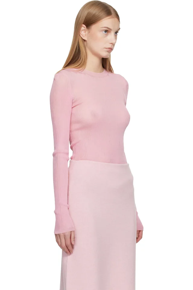KHAITE Pink Mosi Sweater, photo 2 of 5 from SSENSE