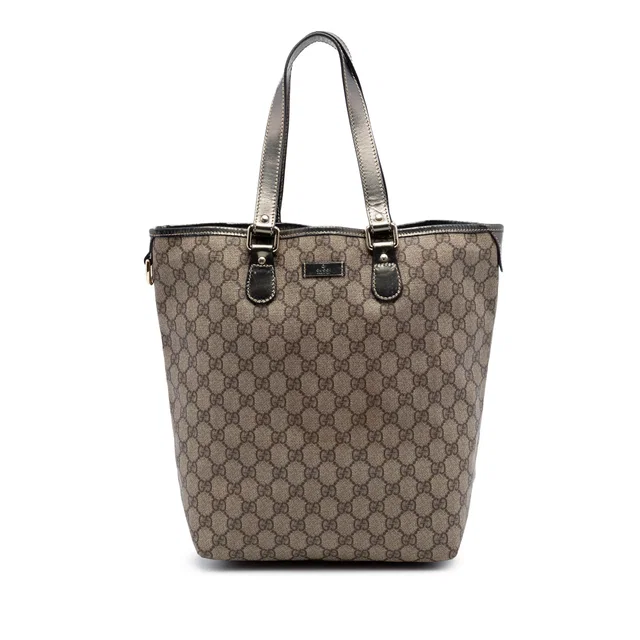 Beige Gucci GG Supreme Tote in Beige Patent leather from Designer Revival