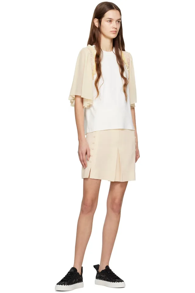 See by Chloé Beige Button Miniskirt, photo 4 of 4 from SSENSE