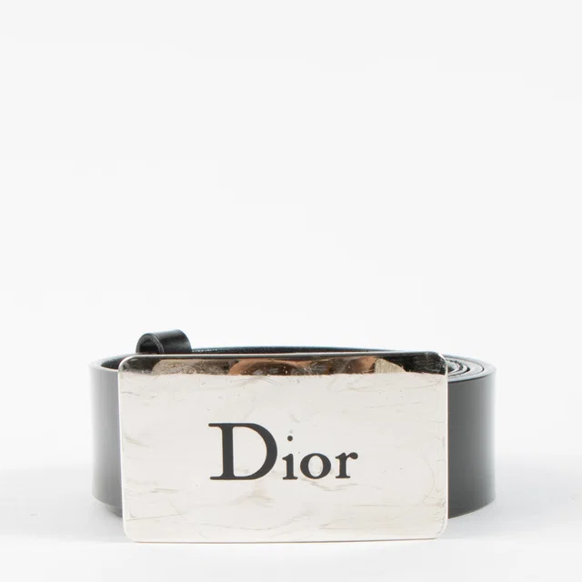 Dior John Galliano Black Polished Leather Belt in Black Leather from Labellov