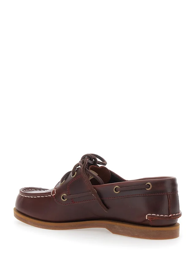 TIMBERLAND Bordeaux Loafers with Bow Detail on the Front and Logo Embossed on the Side in Leather for Men, photo 6 of 8 from Gaudenzi Boutique
