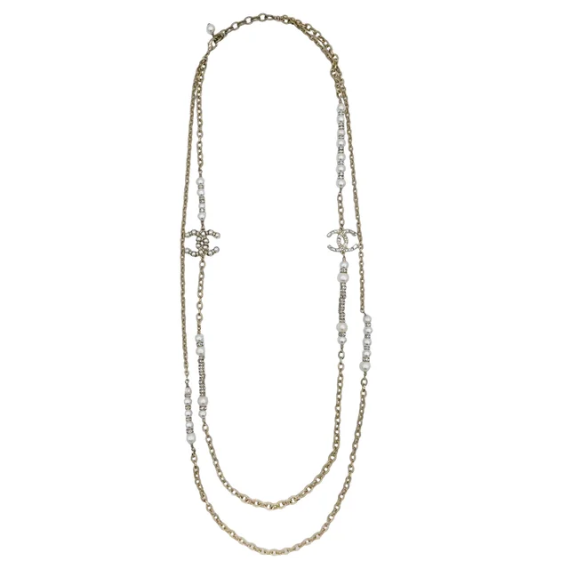 Chanel Faux Pearl & Crystal CC Necklace from Clotheshorse Anonymous
