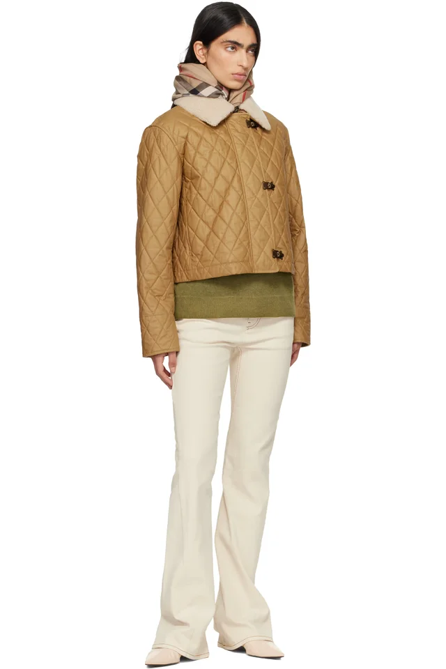 Burberry Brown Shearling Collar Quilted Cotton Howle Jacket, photo 4 of 4 from SSENSE