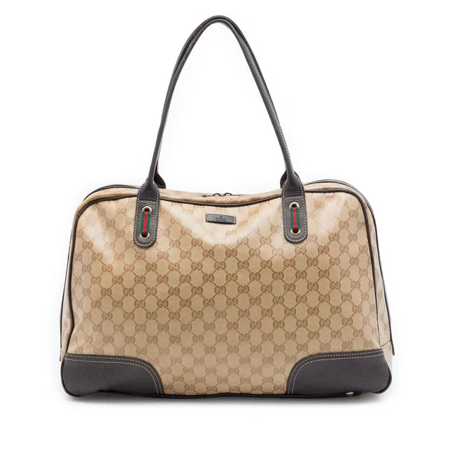 Beige Gucci GG Crystal Web Princy Shoulder Bag in Beige Nylon from Designer Revival