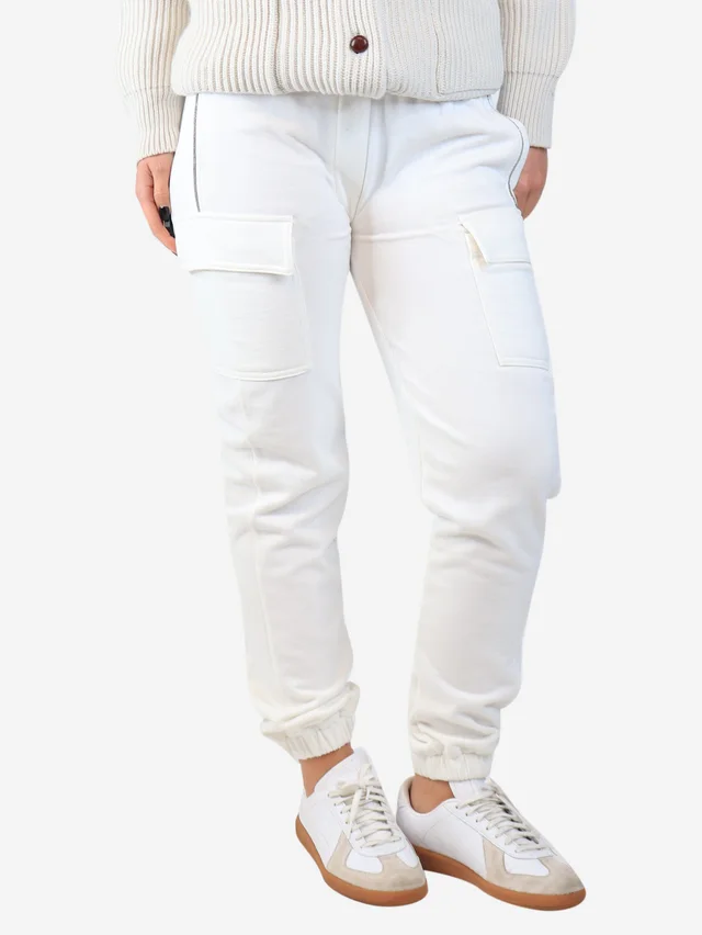 Brunello Cucinelli White cuffed cargo joggers - size S in White from Sign of the Times
