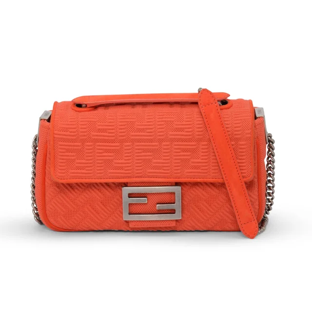 Fendi x Skims Orange Technical Knit Midi Chain Baguette in Orange from Blue Spinach
