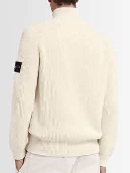Stone Island Zip Cardigan with High Neck in 70% Recycled Cotton, 30% Cotton, photo 3 of 5 from LUISAVIAROMA