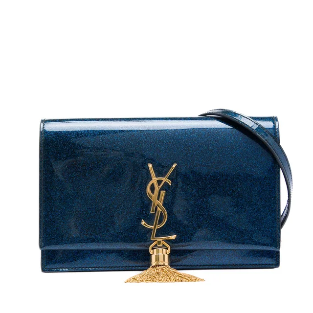 Blue Saint Laurent Glitter Patent Monogram Kate Tassel Wallet on Chain Crossbody Bag in Blue Patent leather from Designer Revival, photo 1 of 1