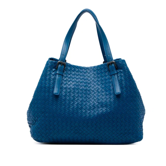 Blue Bottega Veneta Large Nappa Intrecciato Cesta Tote in Blue Nappa leather from Designer Revival