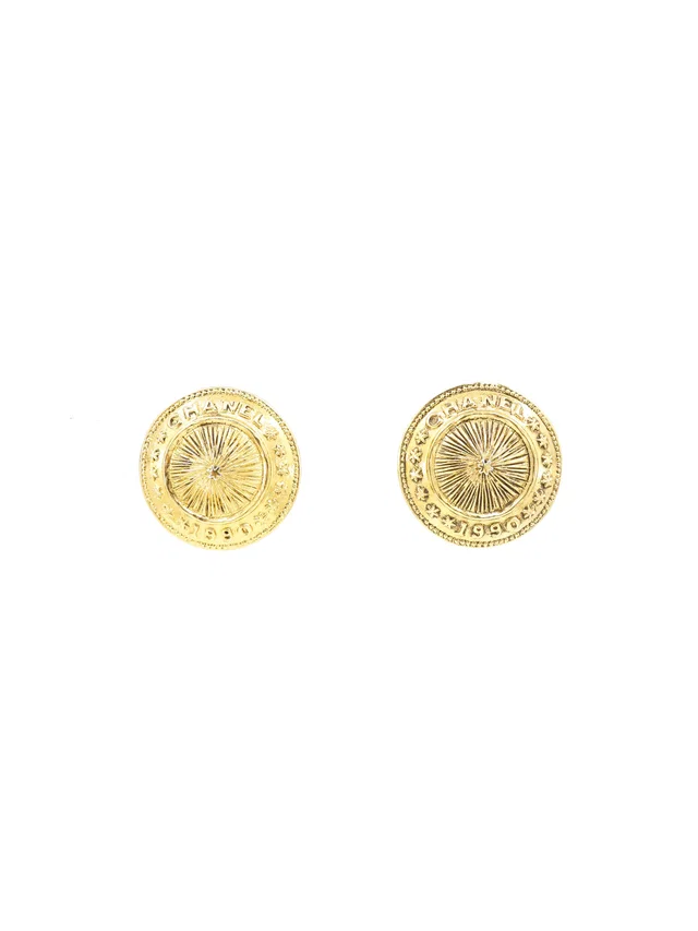 1990 Chanel Medallion Earrings from Arcade Vintage