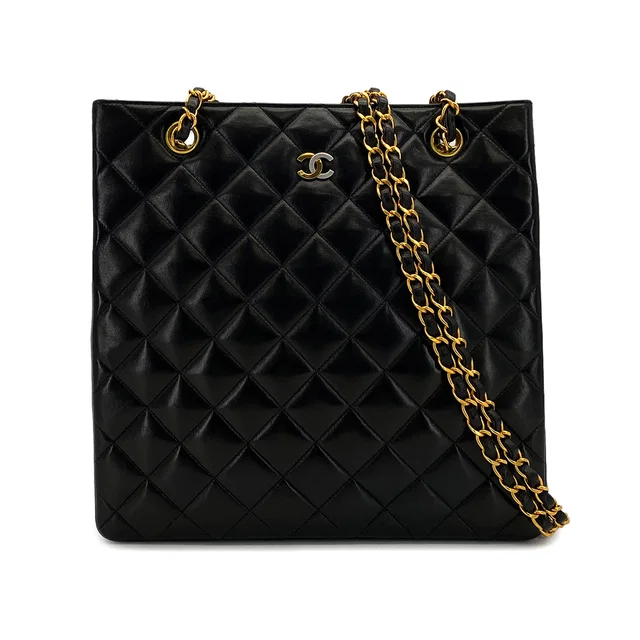 Chanel Vintage Paris Limited Edition Matelasse Chain Shoulder Bag Black Lamb Skin Gold Hardware in Black Leather from Luxury Promise