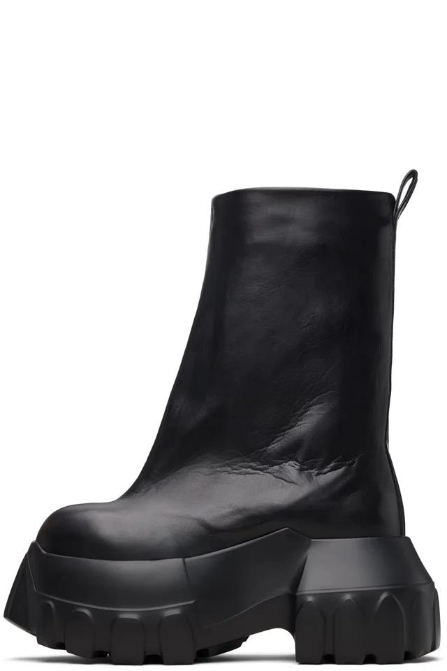 Rick Owens Black Temple Flared Mega Tractor Boots, photo 3 of 5 from SSENSE