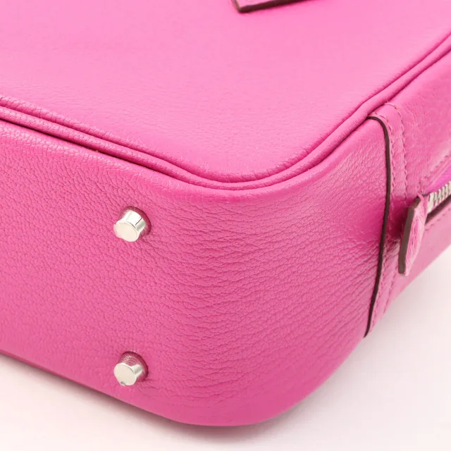 Hermès 2018 Mini Plume 20 Rose Pourpre in Pink Goatskin from VINTAGE QOO TOKYO, photo 9 of 12