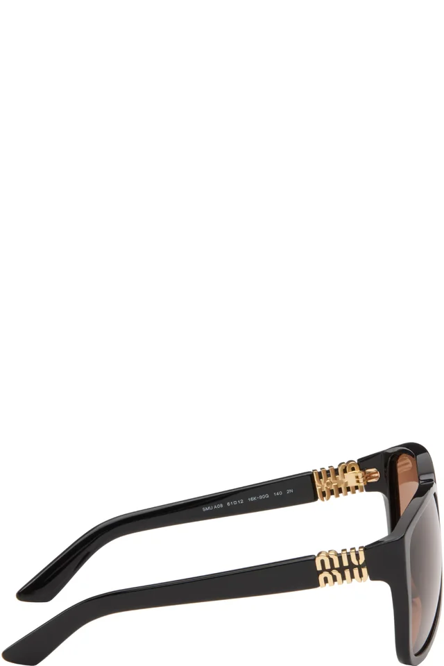 Miu Miu Eyewear Black Aviator Sunglasses, photo 2 of 4 from SSENSE