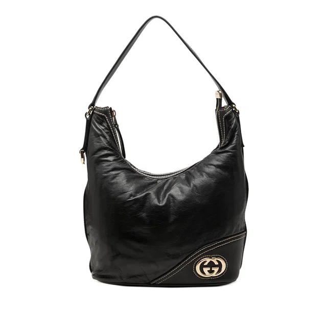 Black Gucci Calfskin New Britt Shoulder Bag in Black Calfskin from Designer Revival