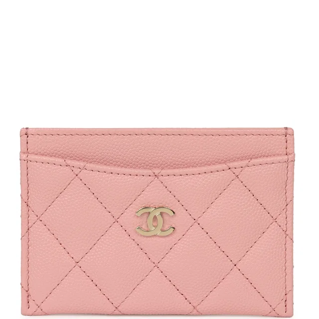 Chanel Classic Card Holder Pink Caviar Light Gold Hardware in Pink Caviar leather from Madison Avenue Couture