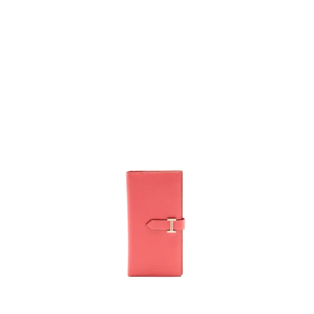 Hermès Béarn Soufflet Wallet Chevre Mysore Rose Lipstick SHW Stamp A in Pink Goatskin from EMIER
