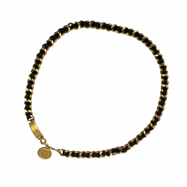 Chanel Vintage Chain Belt Leather Cocomark Gold Accessory in Gold Leather from Luxury Promise