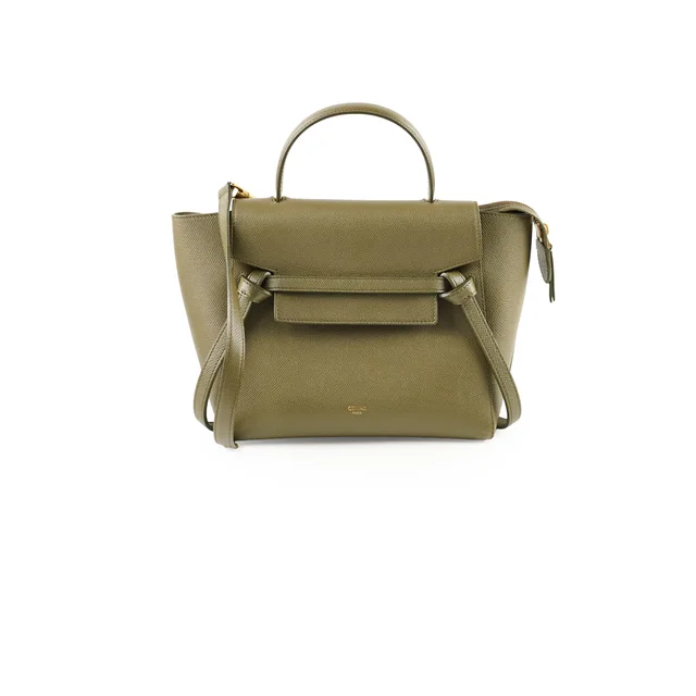 Celine Micro Khaki Belt Bag in Green Leather from The Purse Affair
