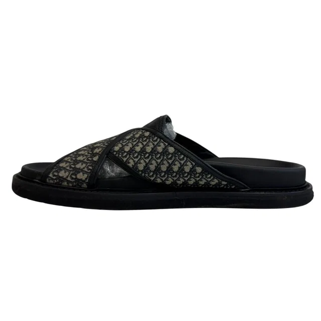 Dior Slide Shower CD Logo Oblique Jacquard Sandals in Canvas from The Reluxe
