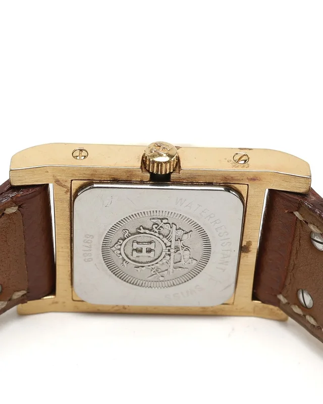 Hermès Medor 23mm Gold-Plated Watch in Gold Leather from A Retro Tale, photo 7 of 8
