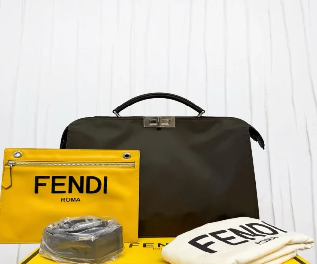 Fendi Military Green Nylon Peekaboo 38 in Green Nylon from Luxury Promise