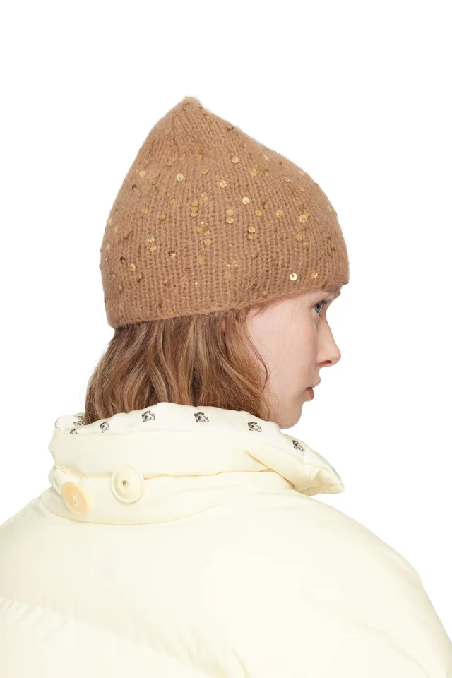 UNDERCOVER Beige Sequin Beanie, photo 3 of 3 from SSENSE