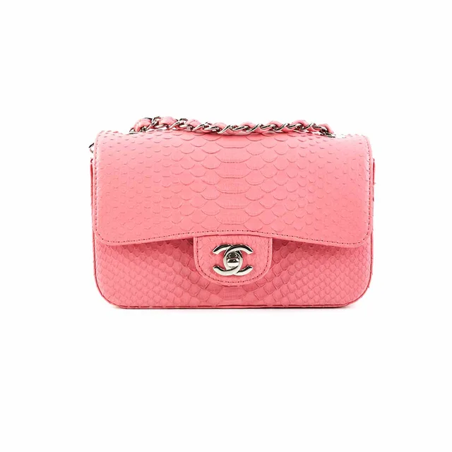 Chanel Rectangular Mini Classic Flap Pink in Pink Python from The Purse Affair