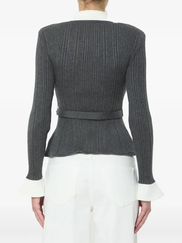 Self-Portrait Ribbed-knit cardigan with a cinched waist, photo 4 of 4 from SENSER