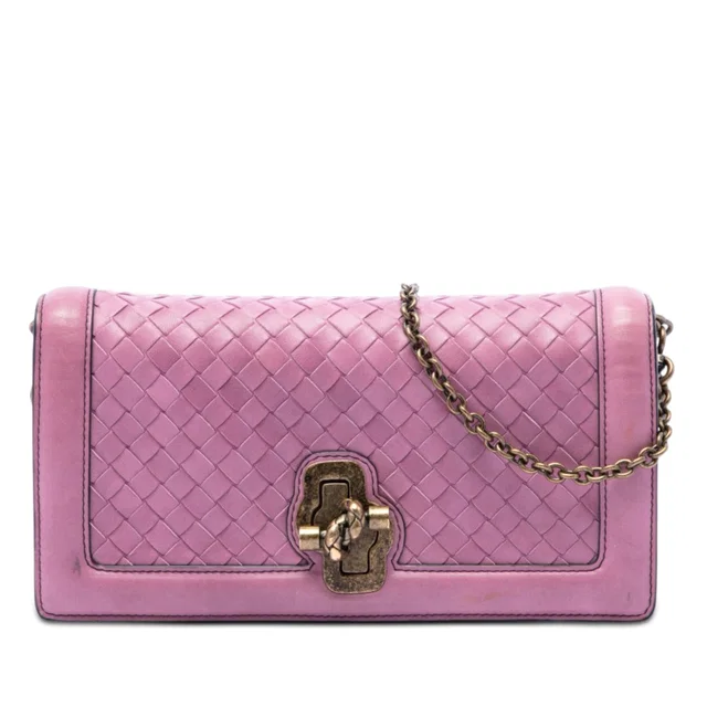 Pink Bottega Veneta Nappa Intrecciato Olimpia Knot Shoulder Bag in Pink Nappa leather from Designer Revival
