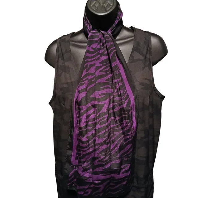 Dior Women's Scarf - Black/Purple in purple|black from Depop, photo 1 of 1