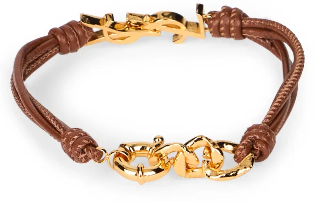 Saint Laurent Braided Leather Bracelet — Brown Bracelets in Brown Leather from HEWI, photo 3 of 3