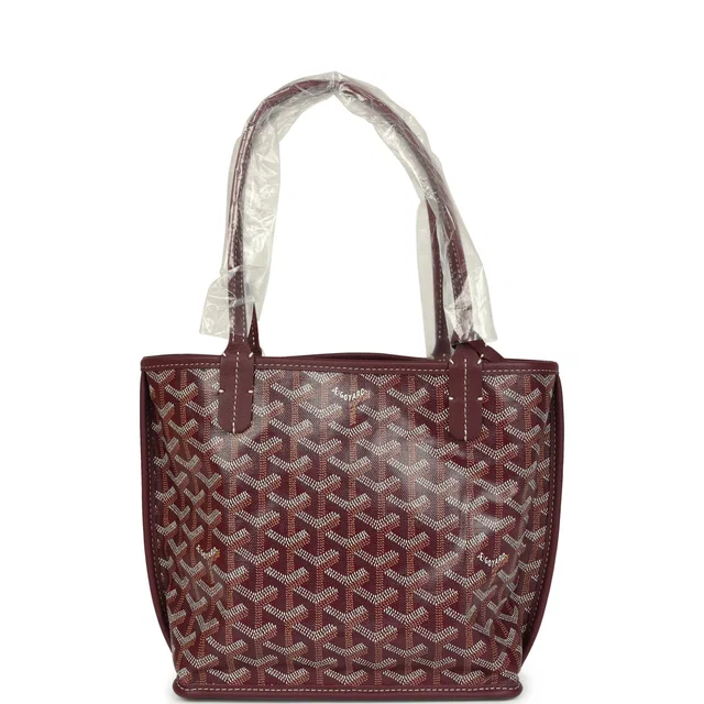 Goyard Goyardine Burgundy Anjou Mini Bag Palladium Hardware in Burgundy Calfskin from Madison Avenue Couture