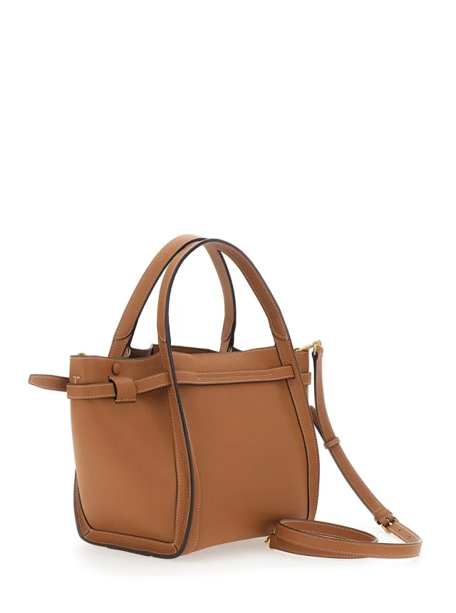 Tod's Brown Medium Tote Bag with T Timeless Plaque on the Front and Adjustable and Removable Shoulder Strap in Leather Woman in Brown 100% Calf, photo 4 of 8 from Gaudenzi Boutique