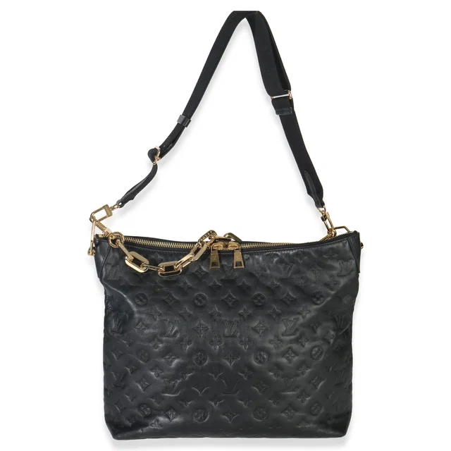 Louis Vuitton Black Monogram Embossed Lambskin Coussin MM Hobo in Black Lambskin from myGemma
