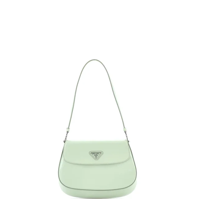 Prada Cleo Flap Shoulder Bag Spazzolato Leather Small in green Leather from Rebag