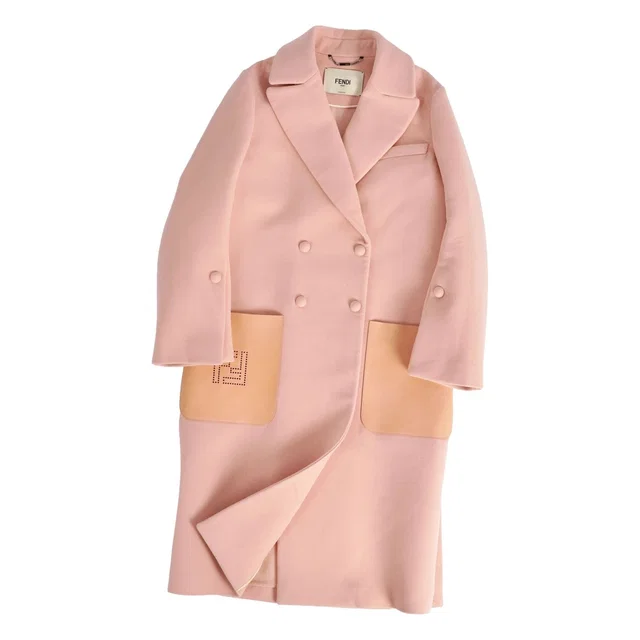Fendi Coat Long Double Breasted in Lambskin from The Reluxe