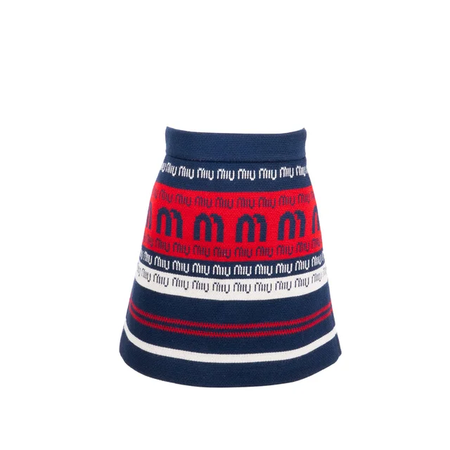 Miu Miu size 36 wool skirt blue/ red/ white in White Wool from EMIER