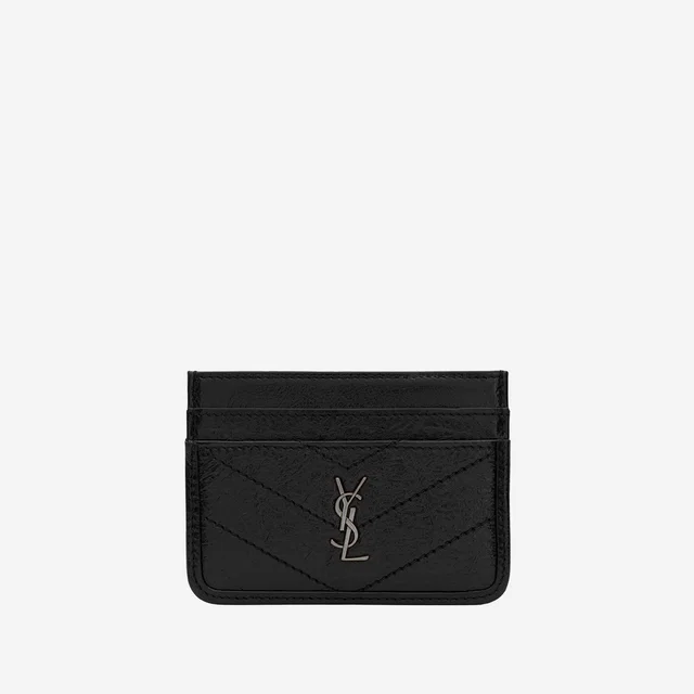 Saint Laurent Niki Card Case — Black Leather Wallets & Purses in Black Leather from HEWI