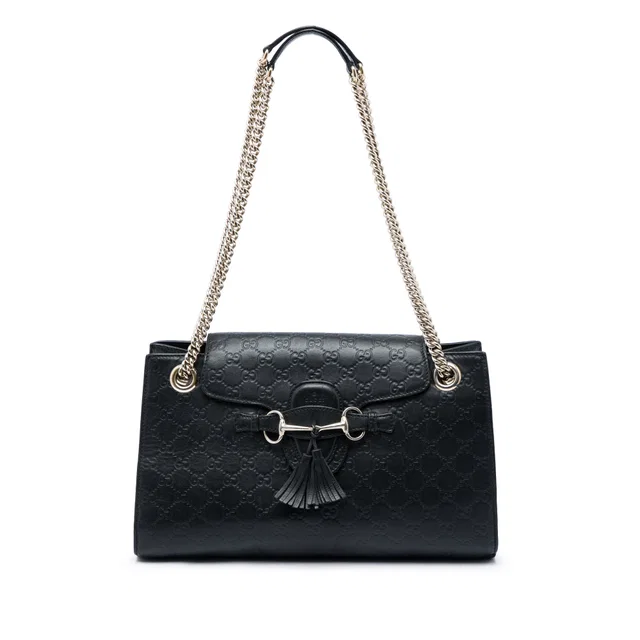 Black Gucci Large Guccissima Emily Shoulder Bag in Black Leather from Designer Revival