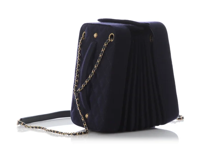 Chanel Navy Paris-Hamburg Accordion Bag in Navy Wool from Ann's Fabulous Finds, photo 6 of 10