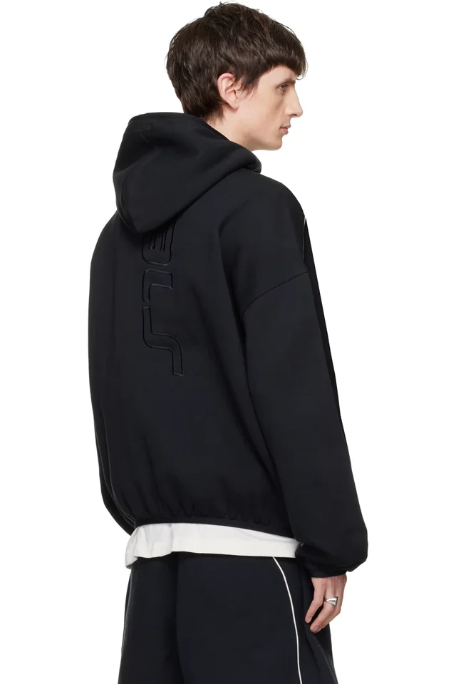 Fear of God ESSENTIALS Black Active Trace Modern Fleece Hoodie, photo 3 of 4 from SSENSE