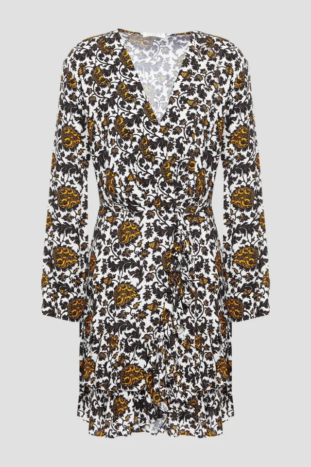 Wrap-Effect Tiered Satin-Jacquard Mini Dress in White, image 1 of 1 from THE OUTNET